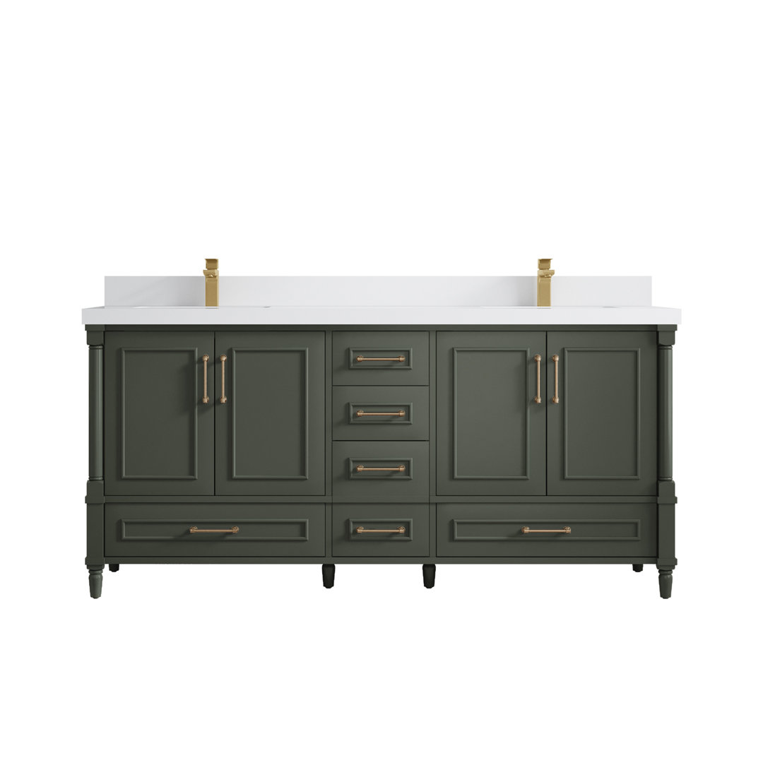 Aberdeen 72'' Double Bathroom Vanity with Quartz Top Willow Collections Top 