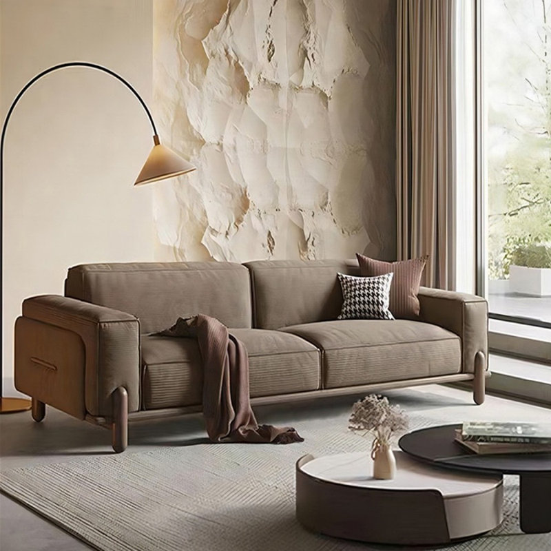Causeuse à coussin Coffee Coffee, Café, 30.71" H x 86.61" W x 37.4" D