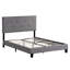 Grand lit moderne gris, tête de lit en tissu de lin, aucun sommier requis, support de lattes de bois, assemblage facile, 82,28 po Profondeur de la base de lit plateforme tapissier Accordant, lin, ressort, à assembler, 65,16