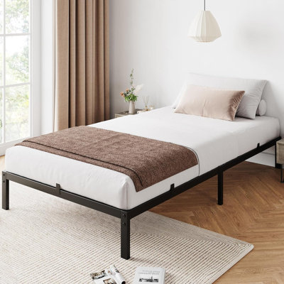 10 Inch Twin Bed Frame Without Headboard No Box Springs Needed Low-Profile Metal Platform Bed Frame Supporting Mattress Foundation 800 Lbs Load Capacity/Easy to Assemble/Noiseless/Black