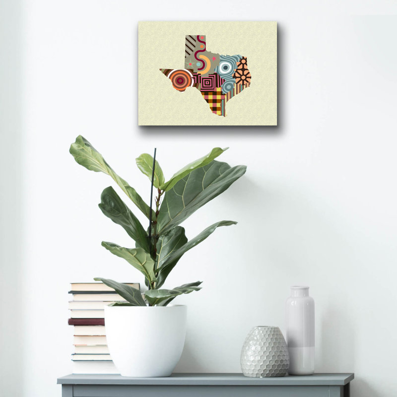 «Texas State Map» par Lanre Adefioye, art mural en verre acrylique, H 12 po x l 16 po x P 0,13 po