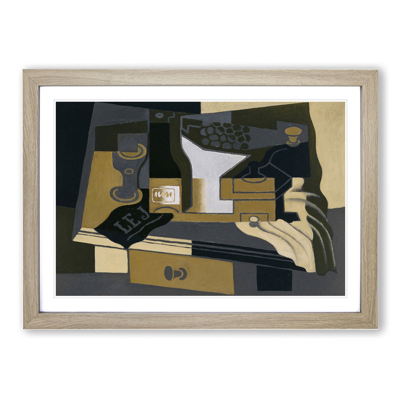 The Moulin Cafe by Juan Gris - Picture Frame Painting, 48cm H x 65cm W x 2cm D, Oak Framed