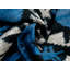Coussin décoratif en velours de soie bleu et noir Ikat - 20 x 20