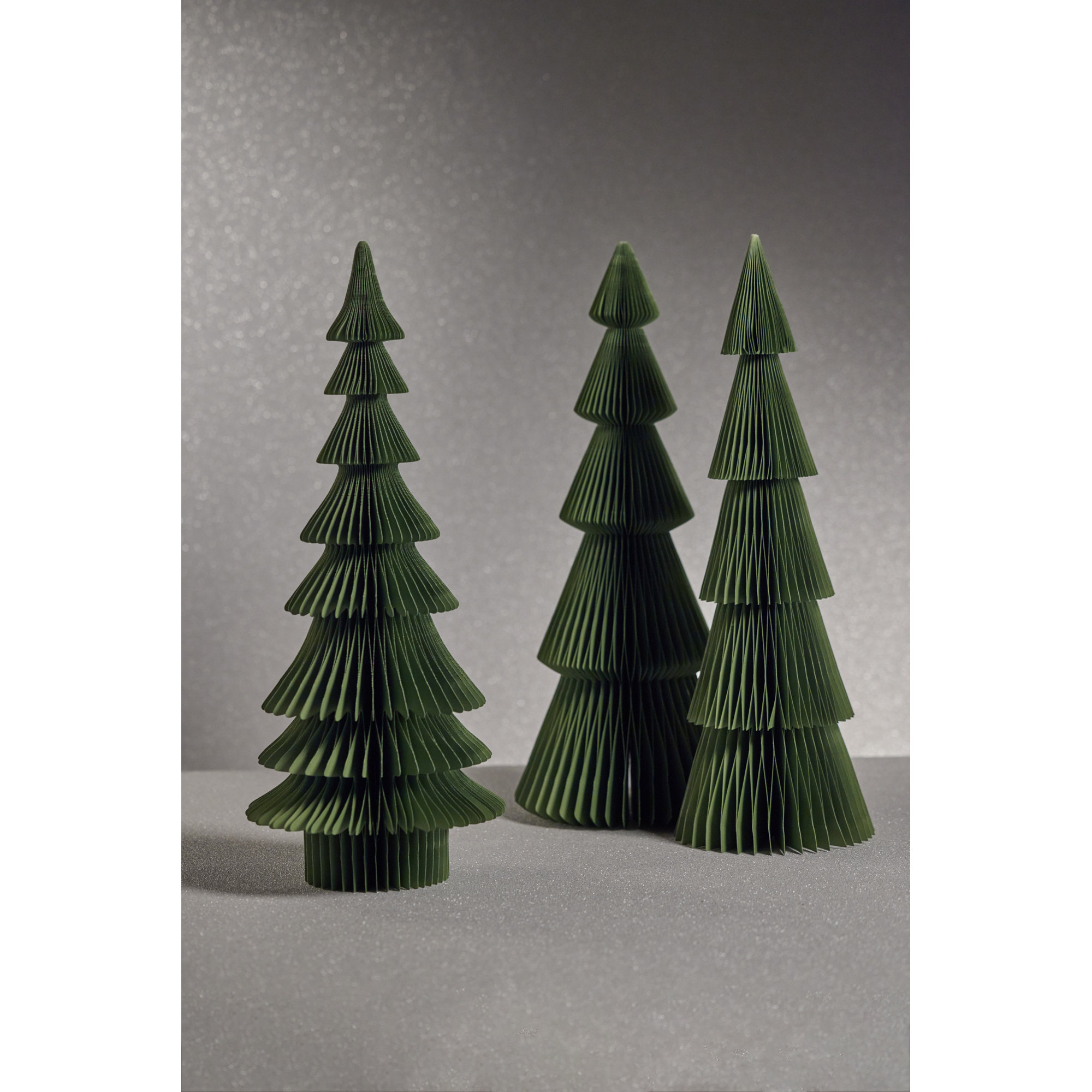 24" Paper Decorative Alpina Trees, Set of 2, Light Green