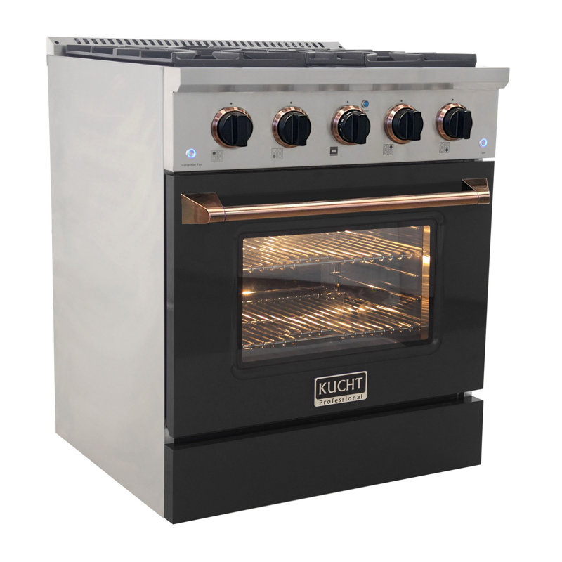 Kucht 30'' W Dual Fuel Free Standing Range, Black/Gold, Liquid Propane