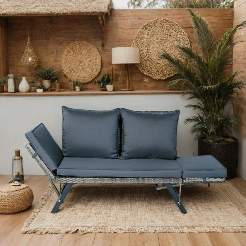 1 banc de côté pliable en osier de patio