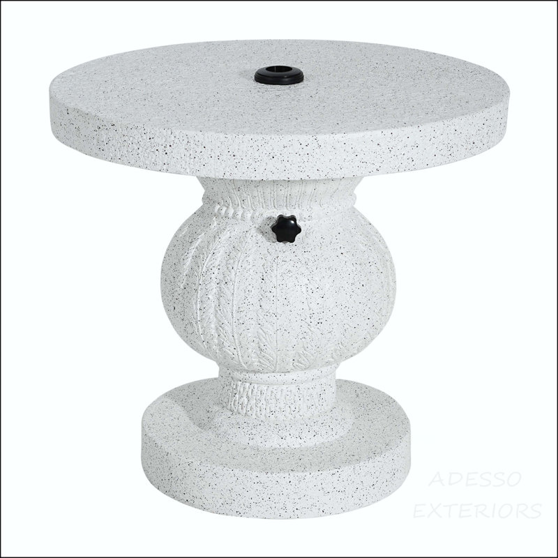 Table d'appoint vintage MGO avec base de parasol, marbre blanc