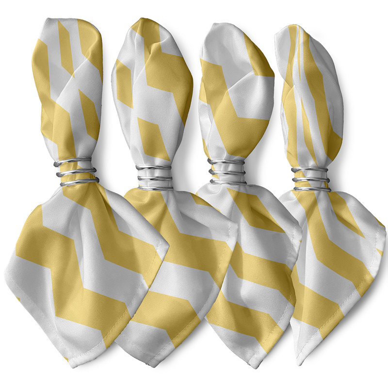 Pemma Polyester Geometric Square Napkin, Lemon, 18" W x 18" L
