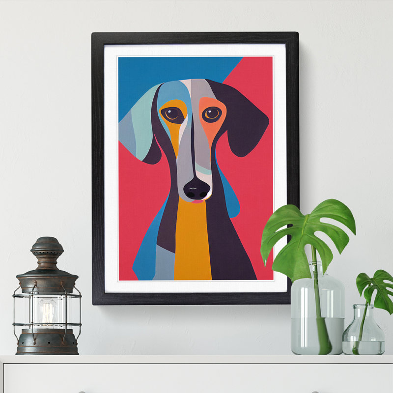 Dachshund Avant Garde - Single Picture Frame Print, Black, 64cm H x 46cm W x 2cm D