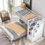 Lit mezzanine simple au-dessus d'un lit double avec escalier, blanc-89261641