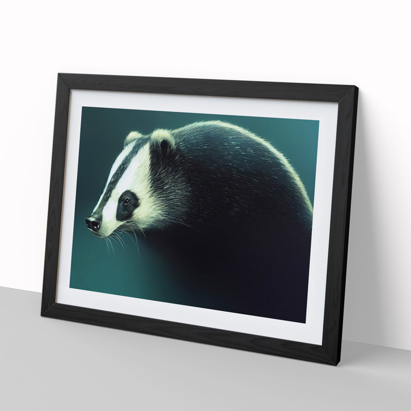Badger Art - Framed Print, Black, 46cm H x 64cm W x 2cm D