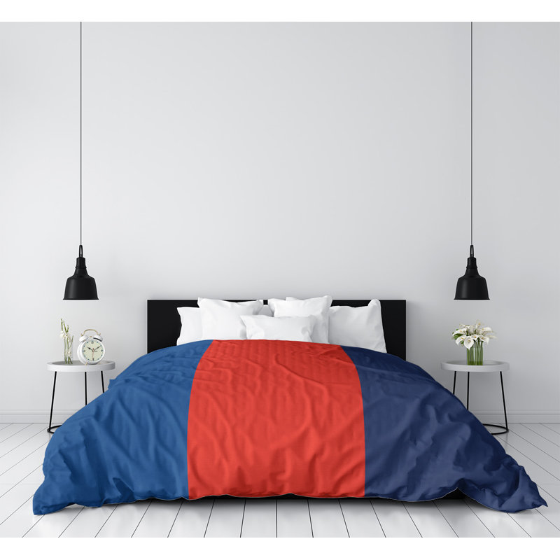  Housse de couette réversible simple Baseball, Housse de couette simple TG, Bleu royal / rouge / bleu marine