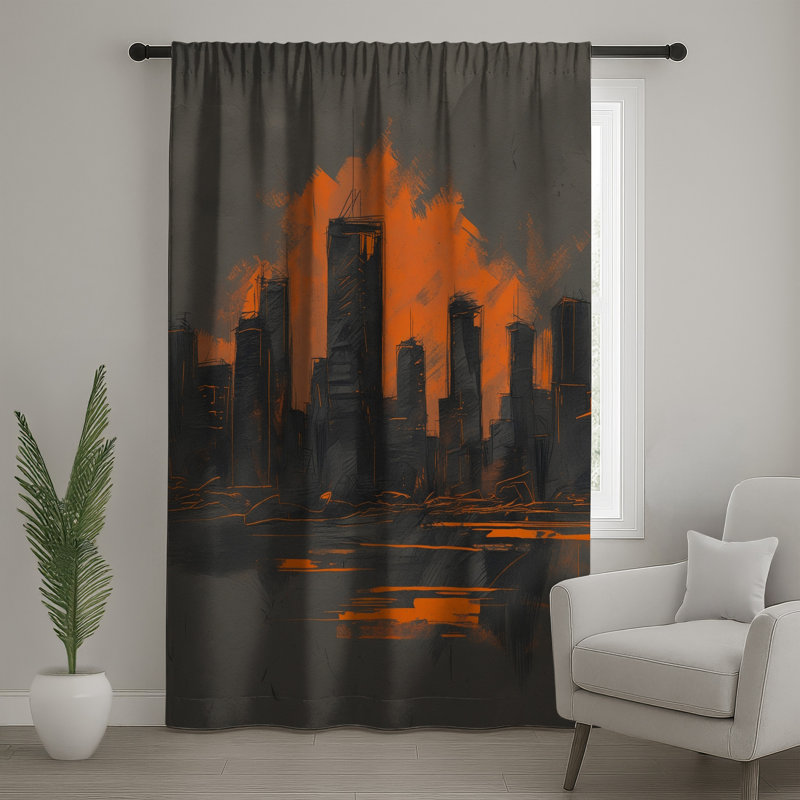 Rideaux de fenêtre orange Skyline, voilages et voilages occultants - 1 panneau, 50 po x 80 po - 1 panneau, Blockout