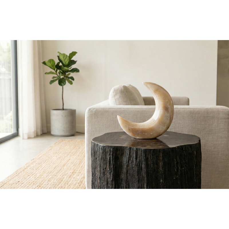 Onyx Moon Sculpture, Small, Off White, Assorted, 12" H x 12" W x 3" D