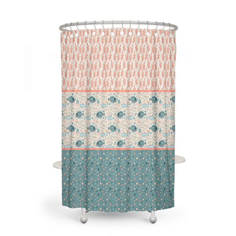 Patterned Fish In The Sea Shower Curtain, 83" H x 70" W