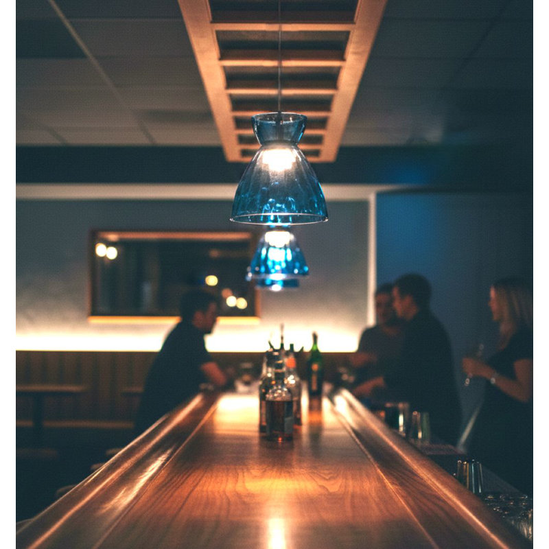 1 - Light Chrome LED Dome Pendant, Blue 