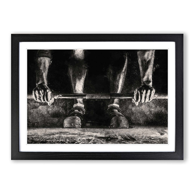Body Building Weights - Picture Frame Graphic Art Print, 27cm H x 36cm W x 2cm D, Black Framed