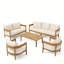 Ensemble de conversation d'extérieur 5 pièces en bois d'acacia avec coussins hydrofuges Lorene