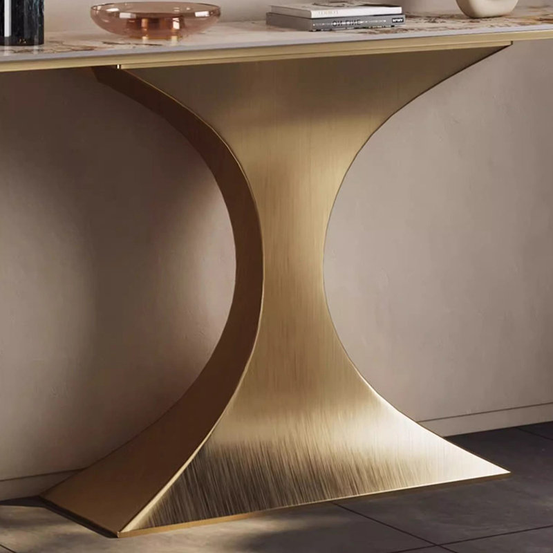 Console en métal de style italien, 33.4" H x 59" W x 15.7" D, Doré