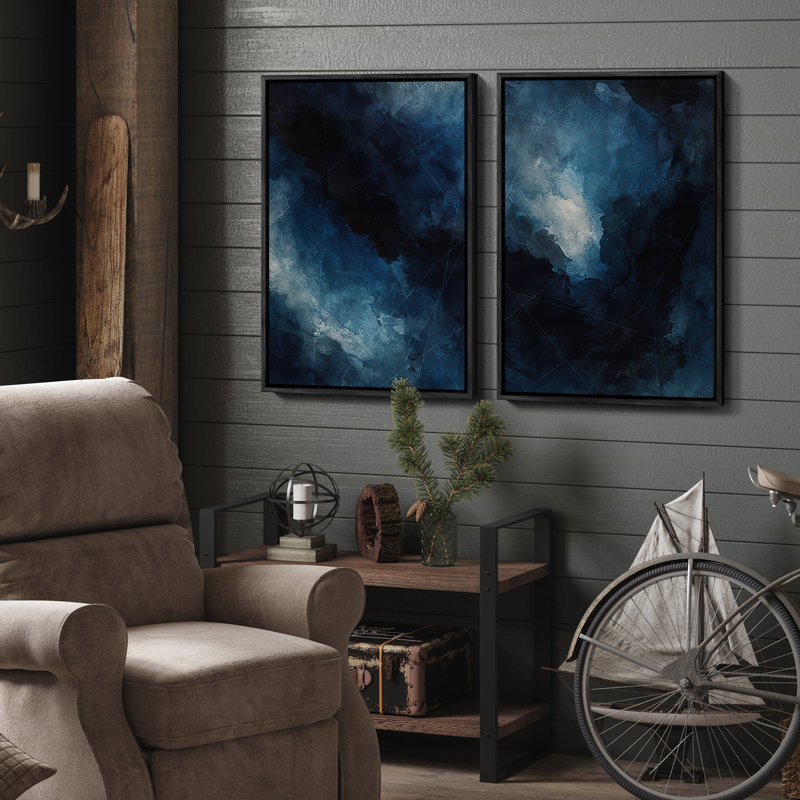 Art mural encadré, rétro, antique, classique pour chambre à coucher - 16 po x 24 po x 2 panneaux, H 24 po x l 16 po, Noir