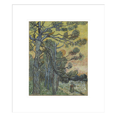 «Pine Trees at Sunset» par Vincent van Gogh, impression giclée encadrée
