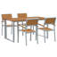 5 Piece Garden Dining Set Grey Steel-1818936443