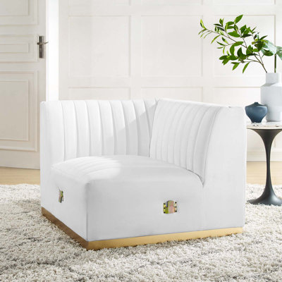 Fauteuil d'angle gauche en velours Conjure Channel