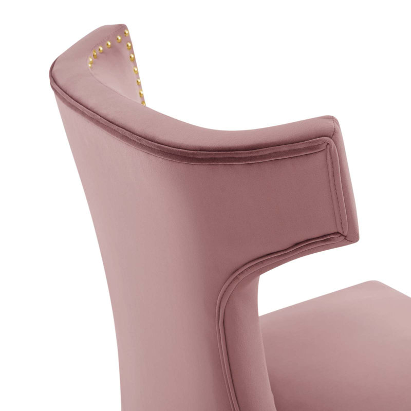Modway Curve Performance Velvet Dining Chairs, Dusty Rose