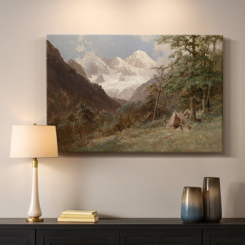 Alpine Camp-Edward Theodore Compton-Toile tendue avec châssis-c. Fin du 19e siècle / début du 20e siècle, 24 x 36