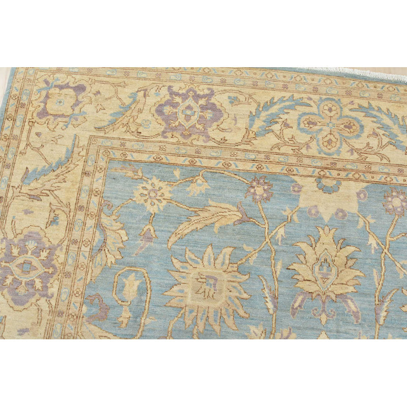 One-of-a-Kind Rectangle 8'2" X 10'1" New Age Wool Area Rug in Blue/Beige