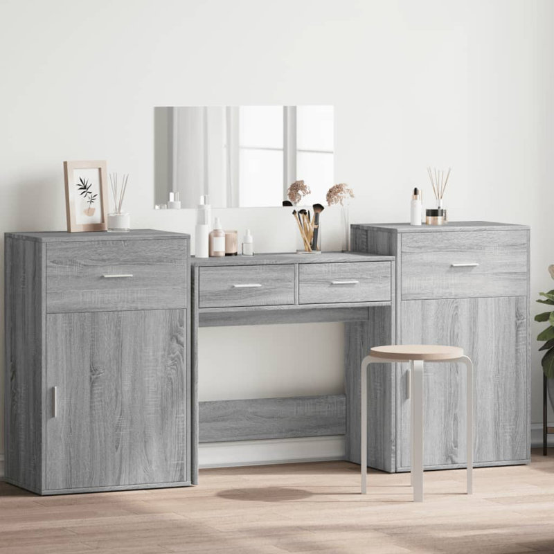 Dressing Table with Mirror, Grey Sonoma