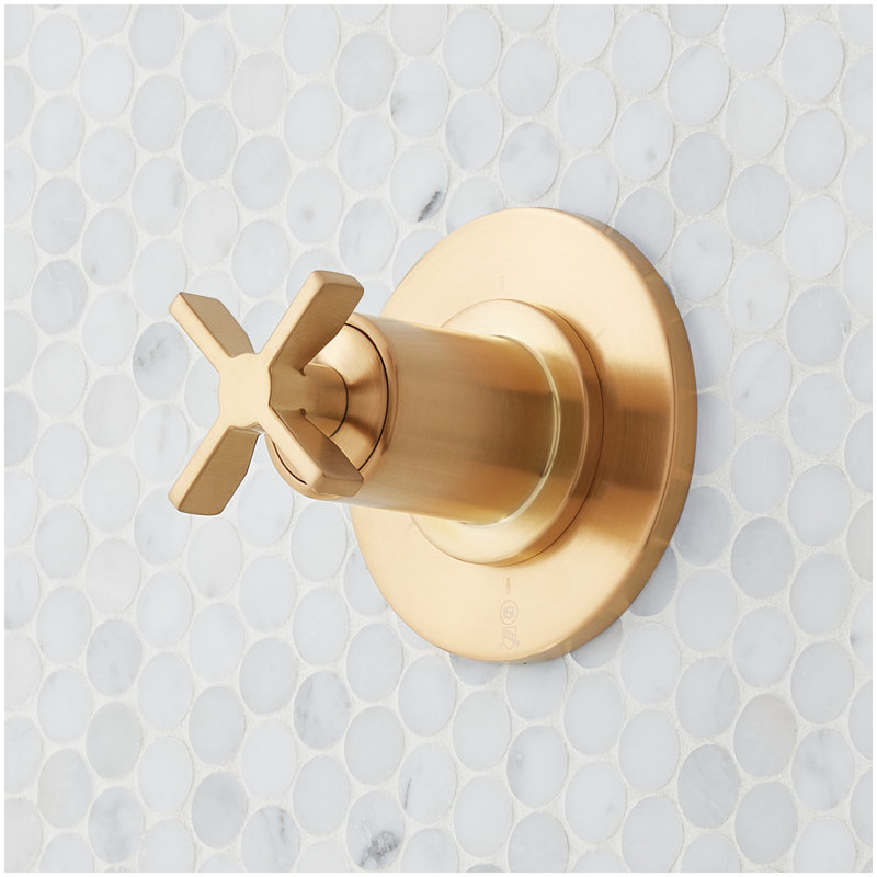 Vassor Pressure Balance Shower System with Hand Shower - Matte Black, Brushed Gold
