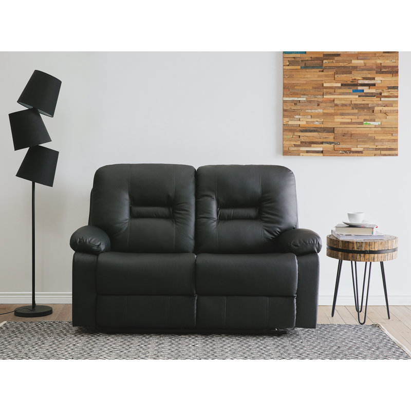 Bergen Faux Leather Reclining Loveseat, Black