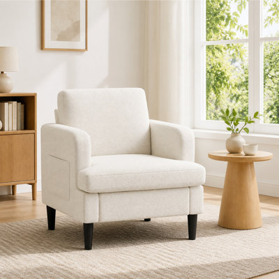 29" Wide Upholstered Accent Chair, Armchair with Side Storage Pocket