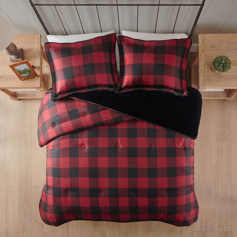 Ensemble d'édredon en duvet synthétique double laine et fausse fourrure, Édredon double et 2 taies décoratives