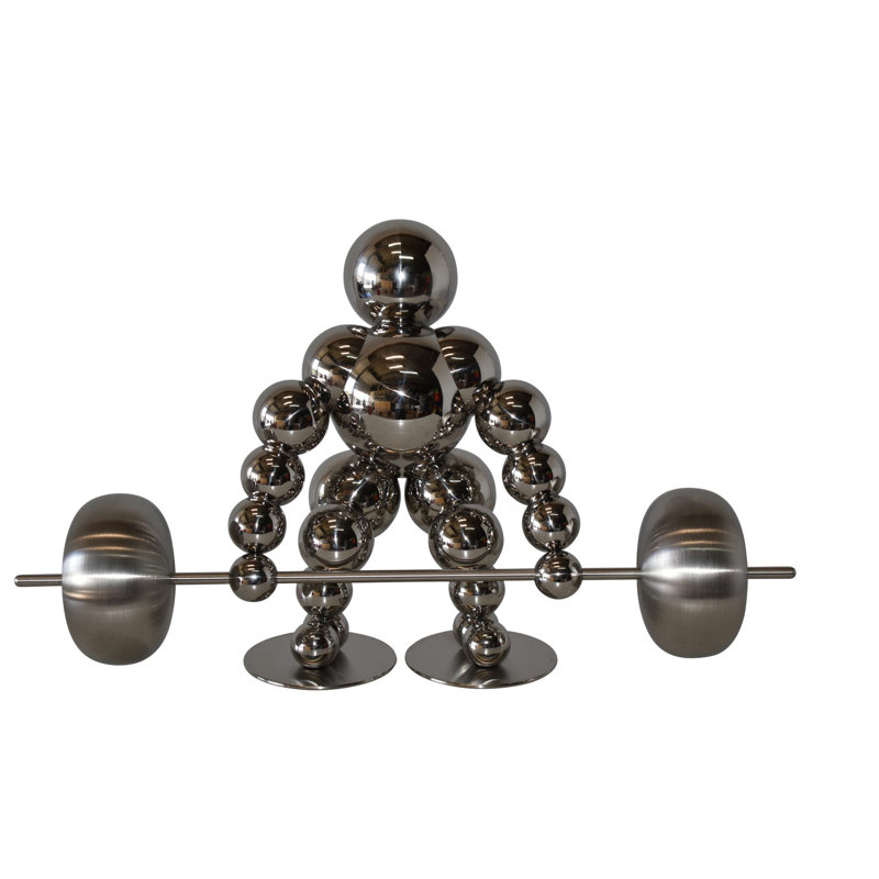 Statue en chrome haltérophile Alesja Modern Art