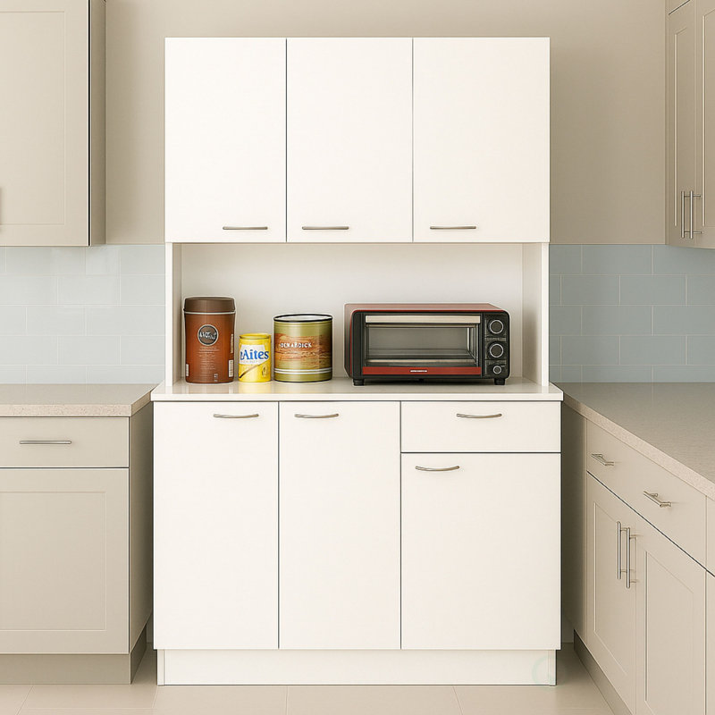 Basicwise Kitchen Pantry Storage Hutch - 71" Tall Wood Organizer with Drawer, Doors & Shelves, Modern White, for Dining, Living, Mudroom, 39.75"W x 15.75"D x 71"H, Versatile Cabinet for Home