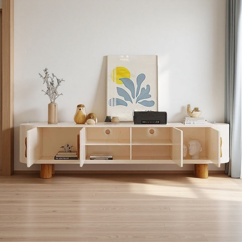 Meuble télé simple et tendance, Blanc / bois noueux