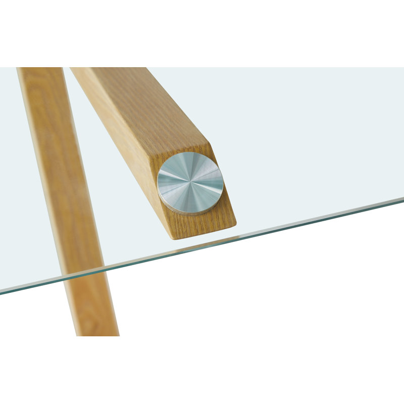 Mose Glass Top Metal Base Dining Table