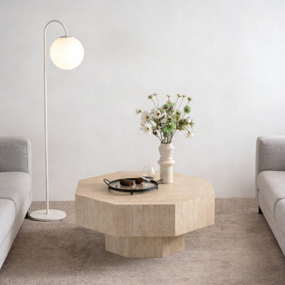 Table basse 30,5 "moderne en bois octogonale tambour pour le salon et la chambre à coucher