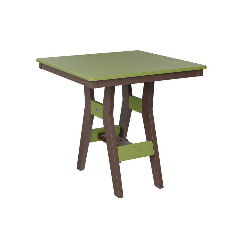 Harbor Outdoor Square Dining Table, Kiwi Green, 30.37" H x 33" W x 33" D, Chocolate Brown