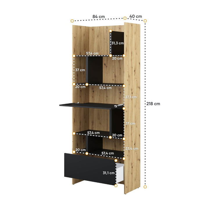 Moxen 85.83cm W Standard Bookcase, Oak