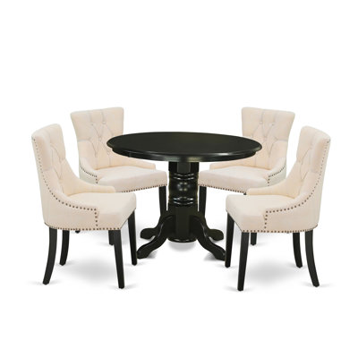 Mckinzie Rubberwood Solid Wood Dining Set by Canora Grey