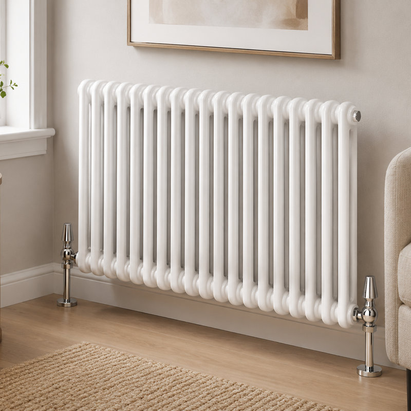 Uxbridge Horizontal Traditional Colosseum Radiator, White, 600mm H x 1010mm W x 70mm D