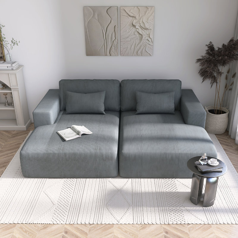 LIT DOUBLE CORDURoy avec 2 coussins, Gris