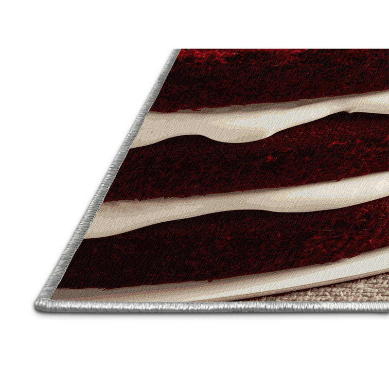 Washable Red velvet cake Desserts Area Rug, Square 7'