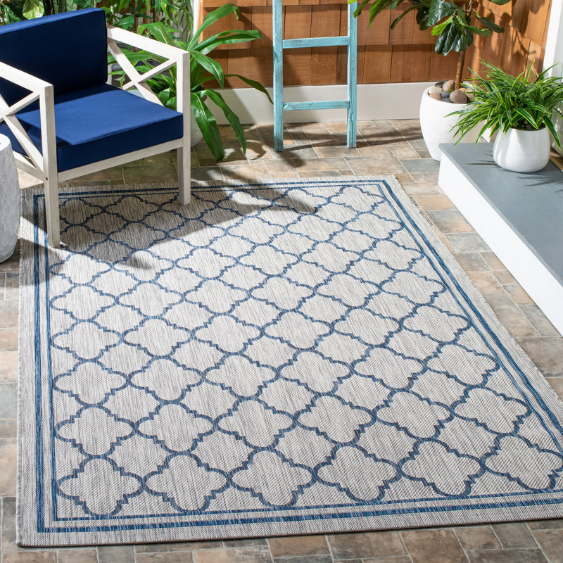 Tapis d'intérieur / extérieur à motif géométrique Alminus Performance, Rectangle 4 pi x 5 pi 7 po