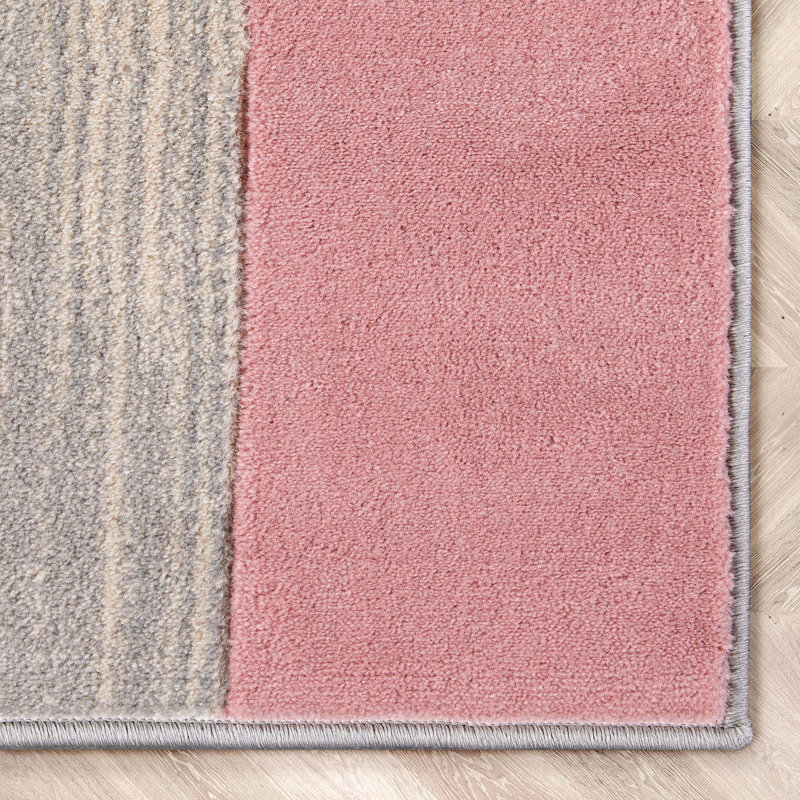 Tapis texturé Cillan, Rosé, Tapis de couloir 2 pi 7 po x 7 pi 3 po