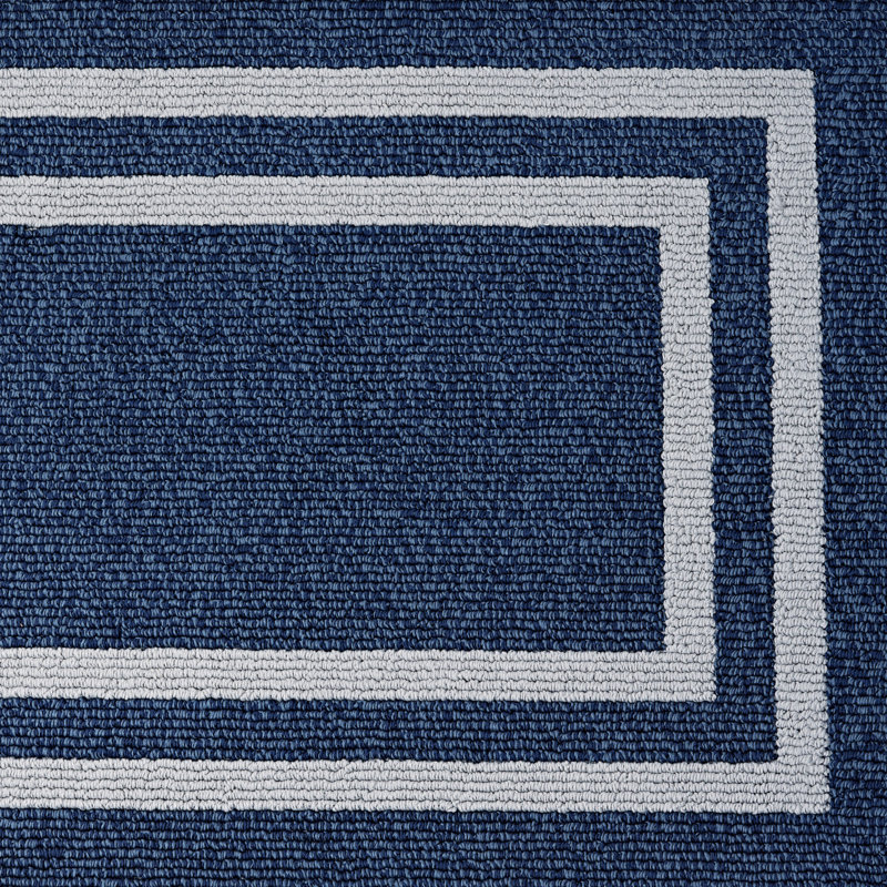 Tapis gris foncé / blanc à double bordure touffeté à la machine, Rectangle 2 pi 6 po x 10 pi
