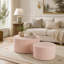 Ensemble de 2 tabourets cylindriques rembourrés avec repose-pieds décoratif rond pour le salon et la chambre à coucher-311515910